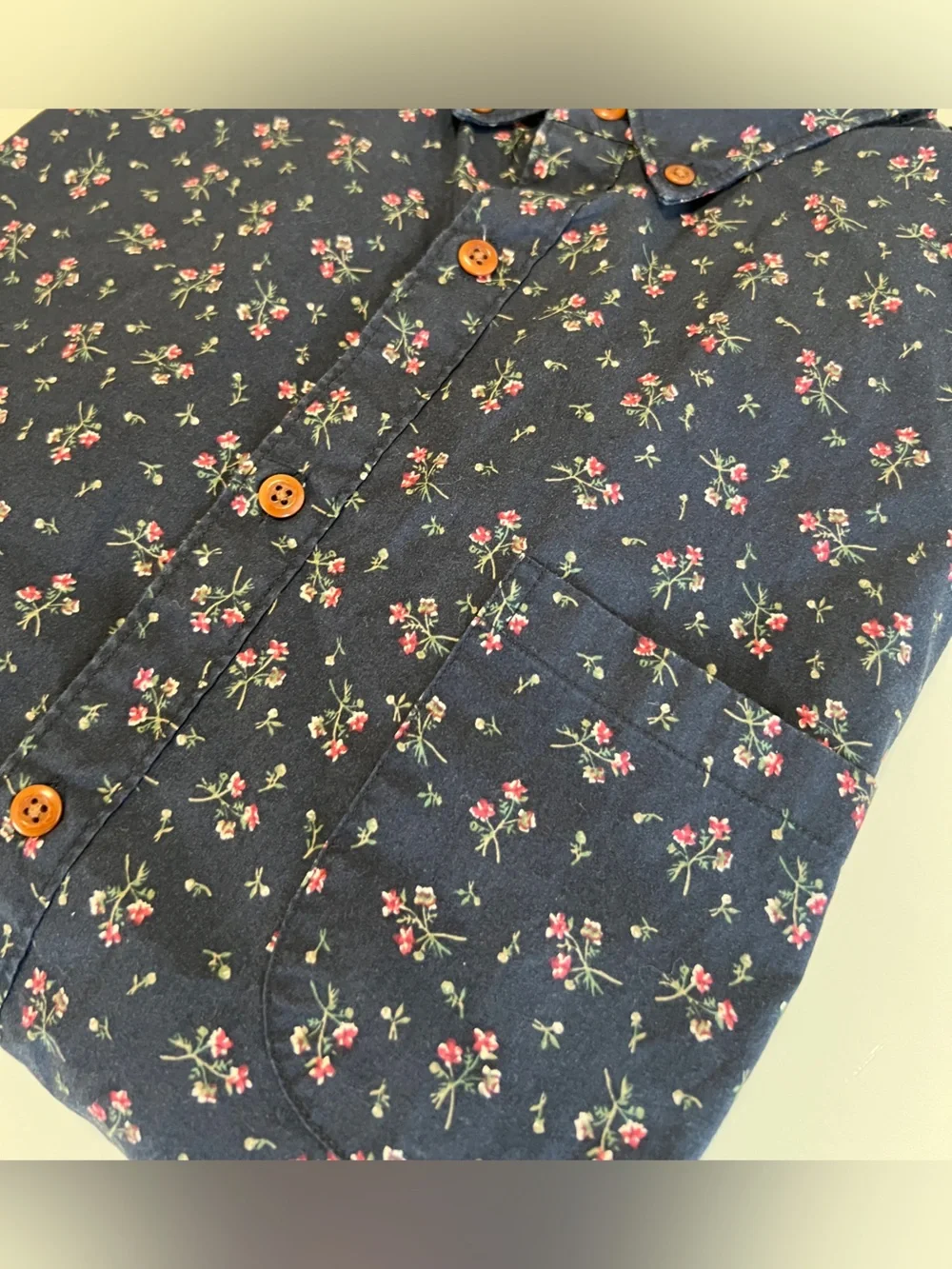 J.Crew Dark Navy blue Button-Down Shirt Floral Print 100% cotton Men’s L Slim